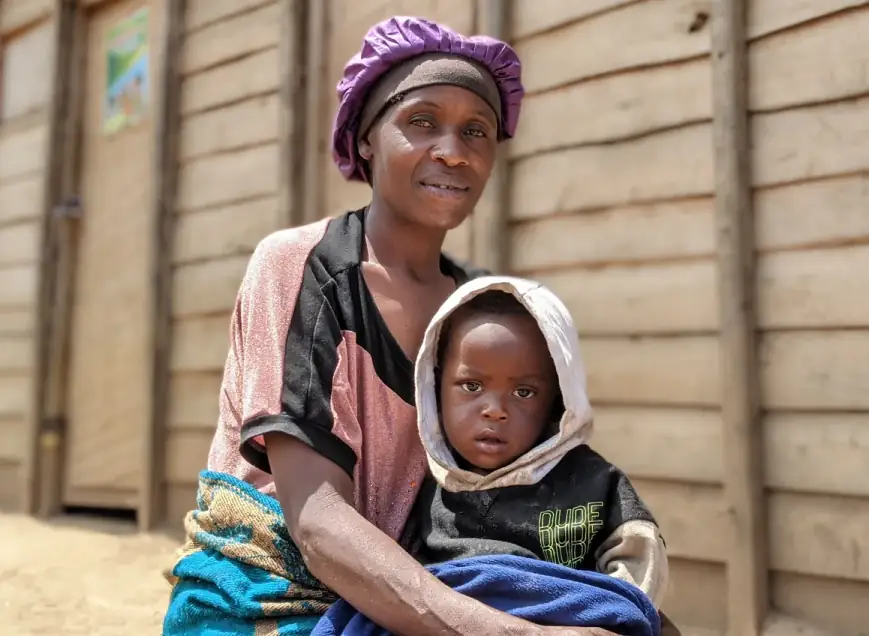 Helene with her son in DRC