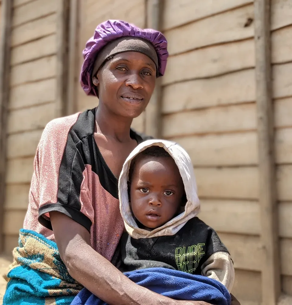 Helene with her son in DRC