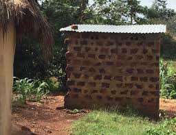 Outdoor toilet with metal roof