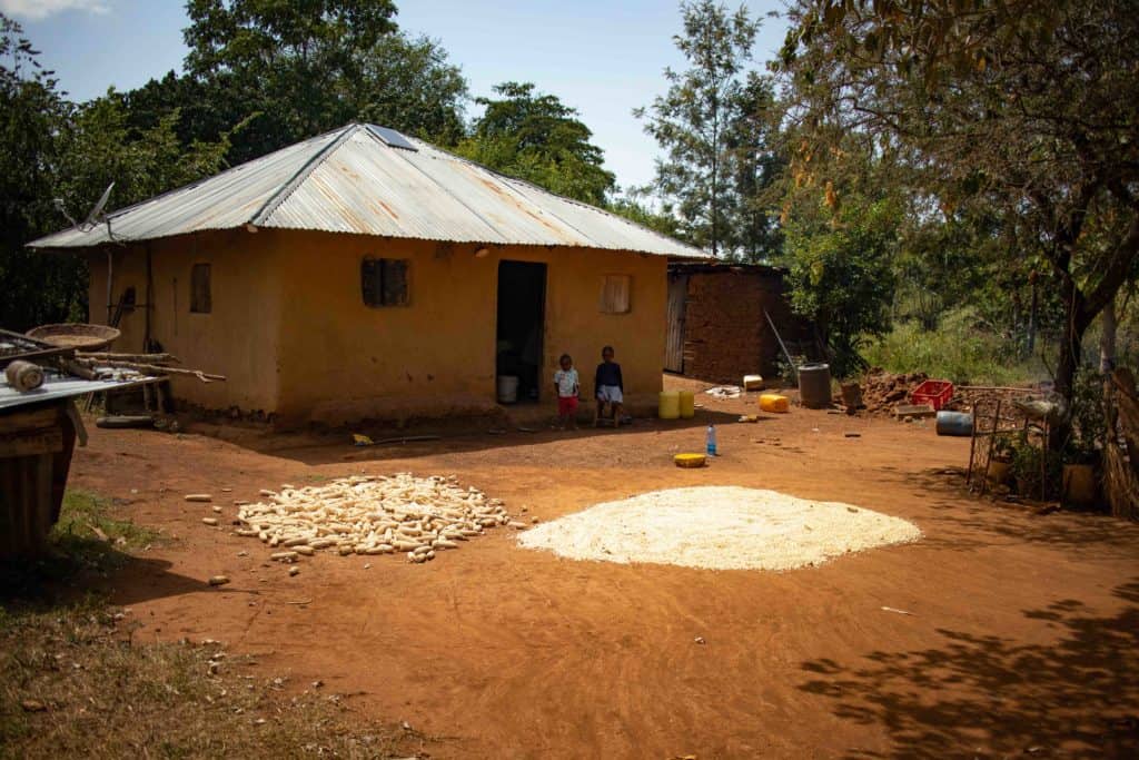 Joyce's children outside their home