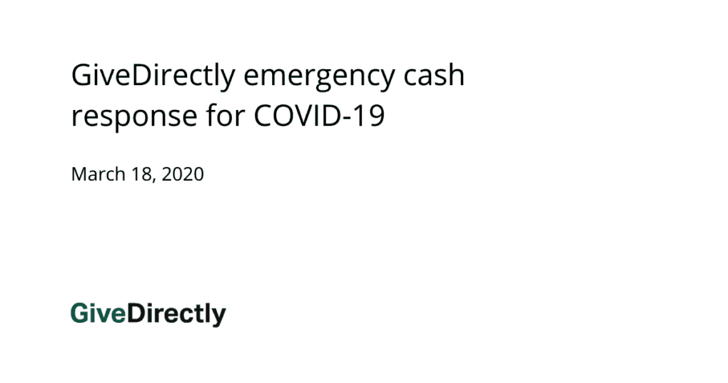 Our emergency cash response for COVID-19