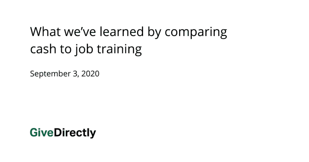 What we’ve learned by comparing cash to job training