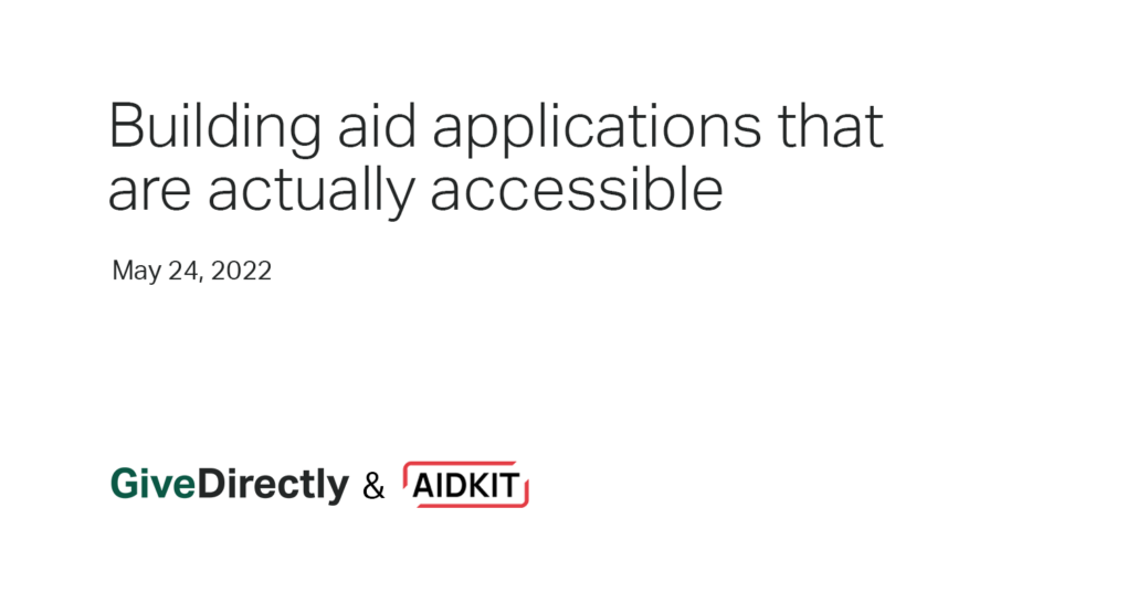 Building aid applications that are actually accessible