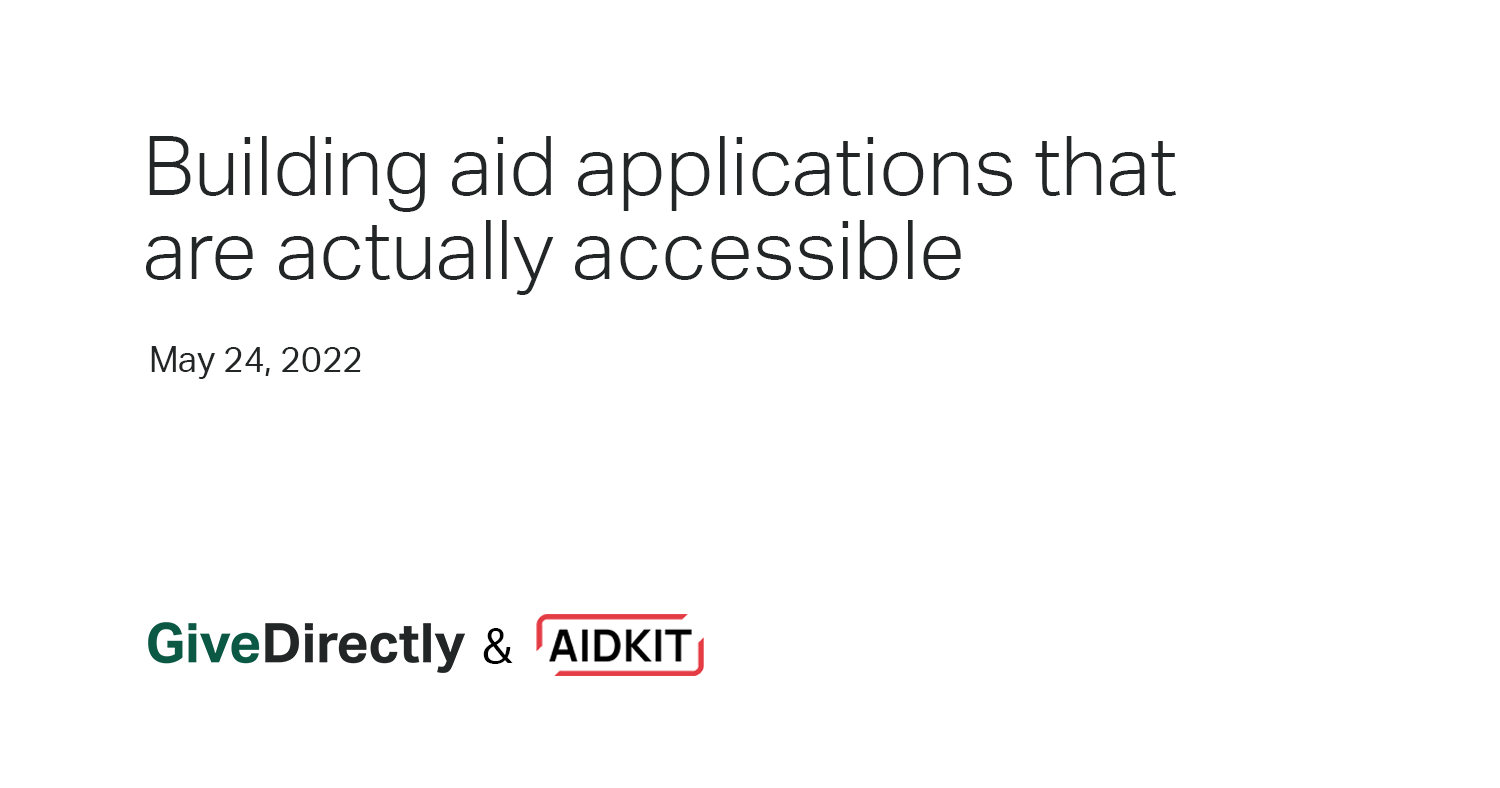 Building aid applications that are actually accessible