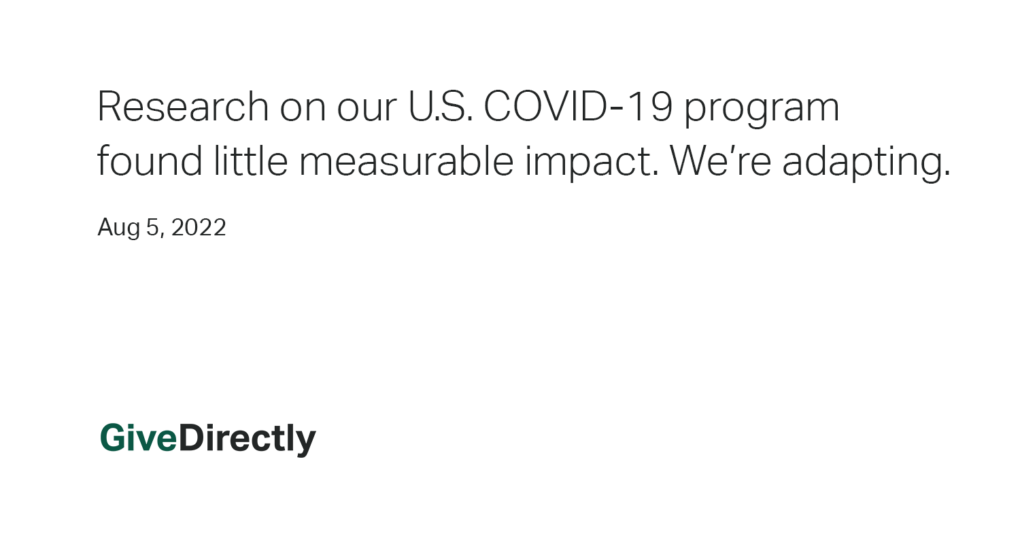 Research on our U.S. COVID-19 program found little measurable impact. We’re adapting.