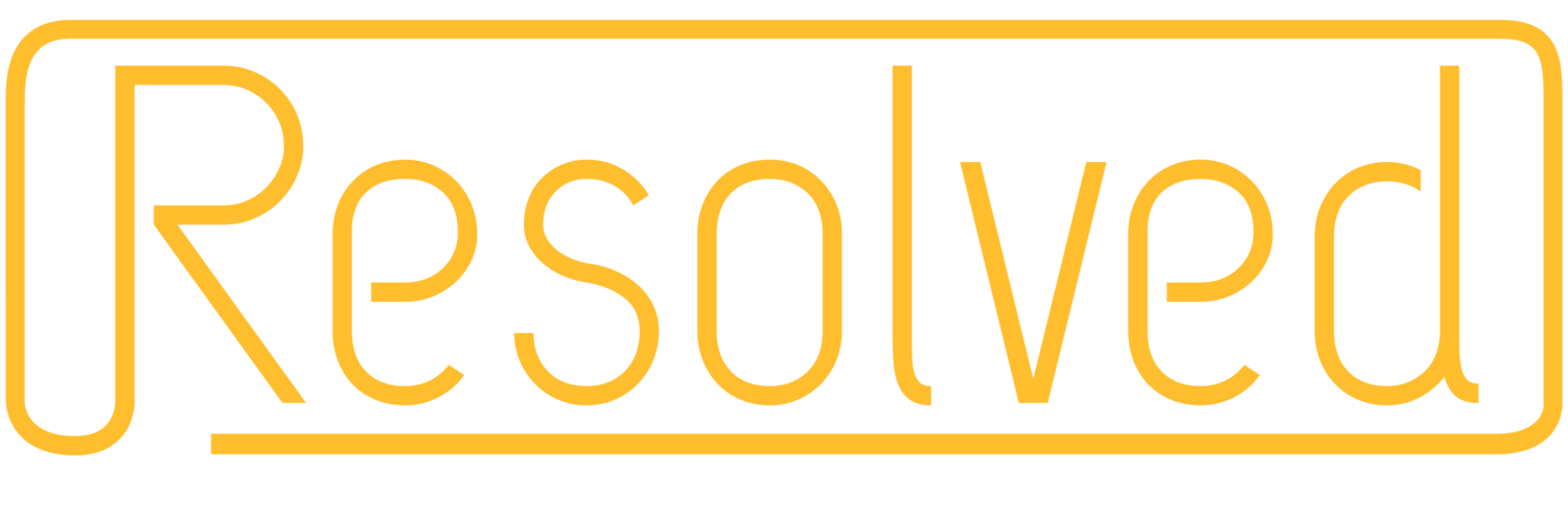 ResolvedCX logo. The word resolved is in yellow and the text is surrounded by a yellow circle