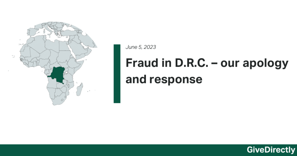 Fraud in D.R.C. – our apology and response